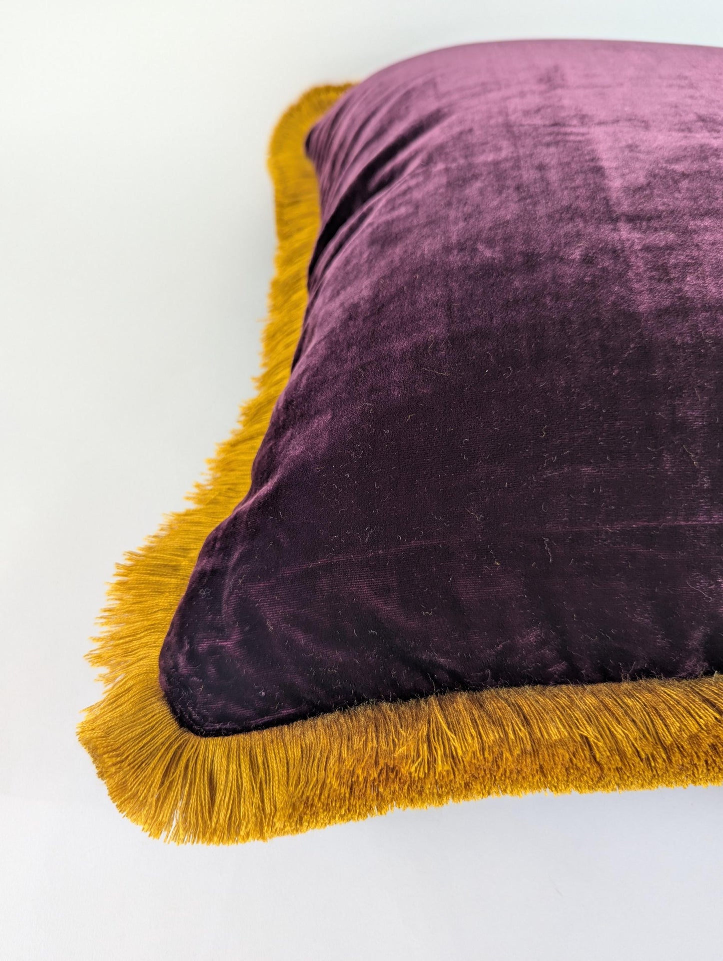 Burgundy Silk Velvet Throw Pillow Covers - Fringe Cushion Cover - Royal Home Decor