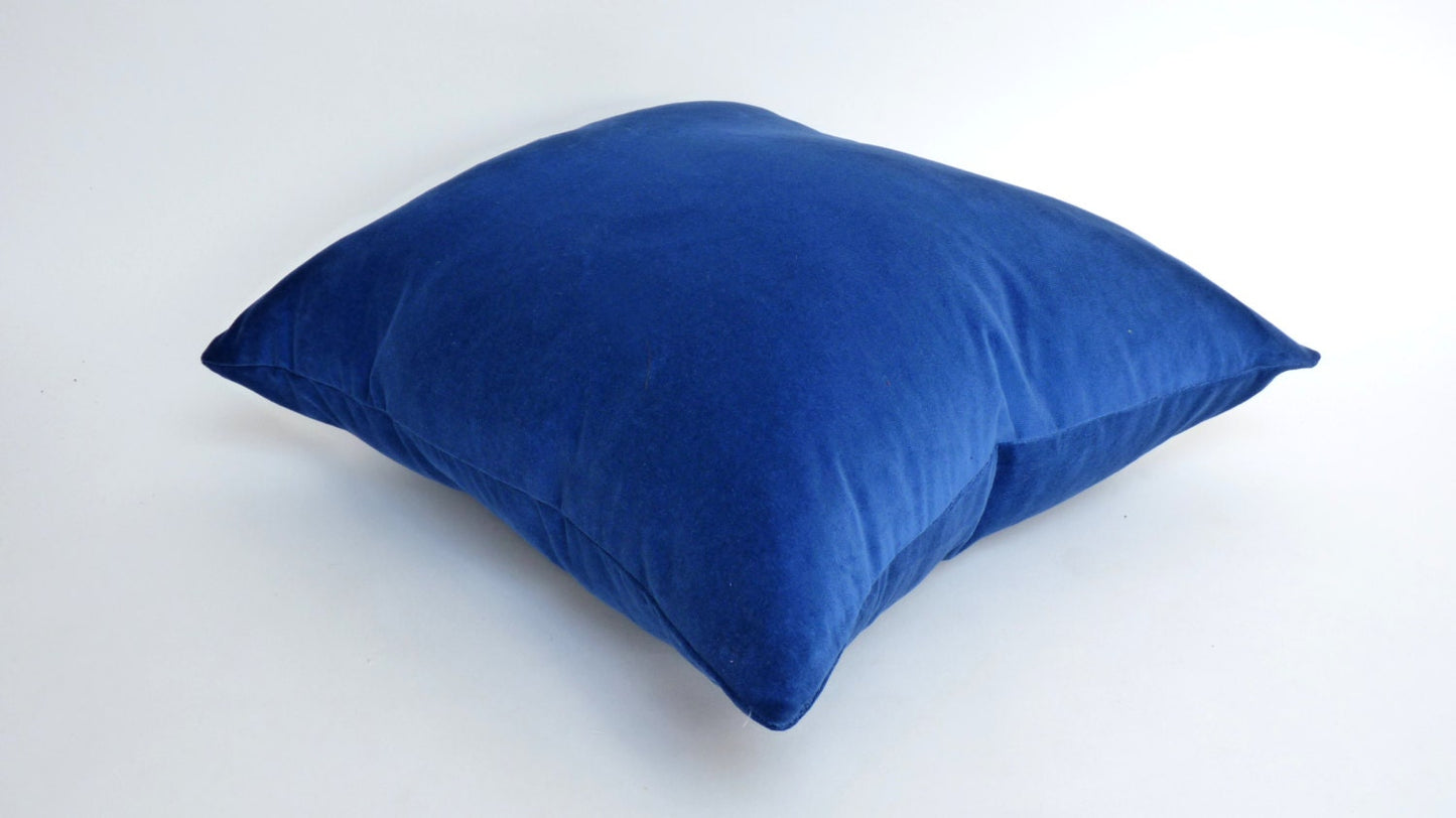 Royal Blue Velvet Pillow - Luxury Blue Velvet Cushion Cover With Concealed Zipper