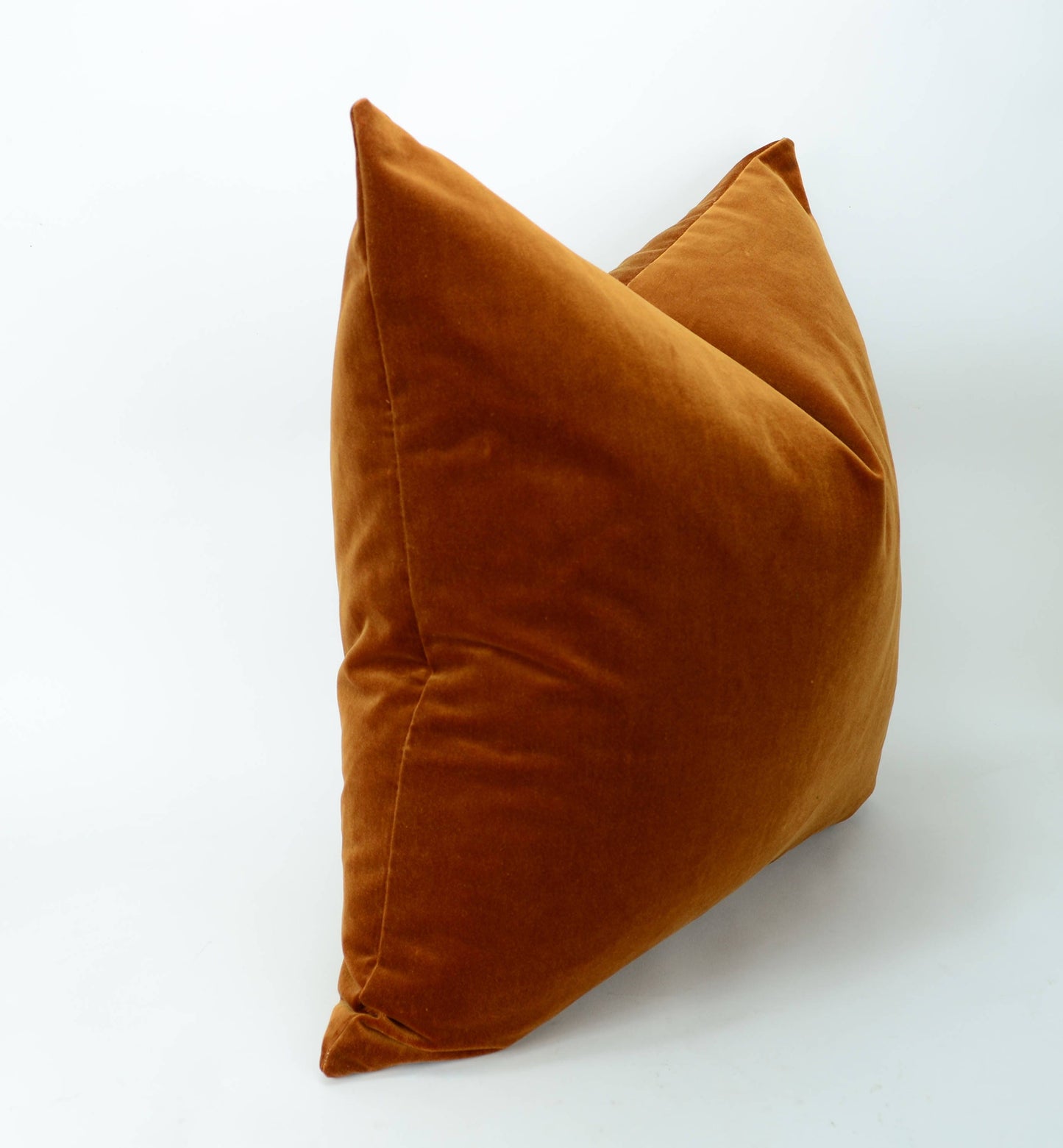 Copper Lumbar Pillow - Rust Velvet Cushion , Cotton Velvet
