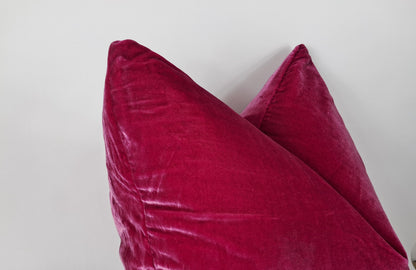 Cerise Silk Velvet Throw Pillow Covers - Silk Fabric Cushion - Pink Home Decor