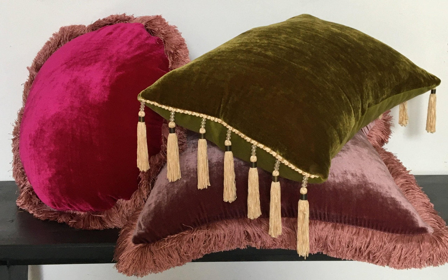 Silk Velvet Tassel Pillow Cover, Jewel Tone Throw Cushion, Luxurious Home Decor