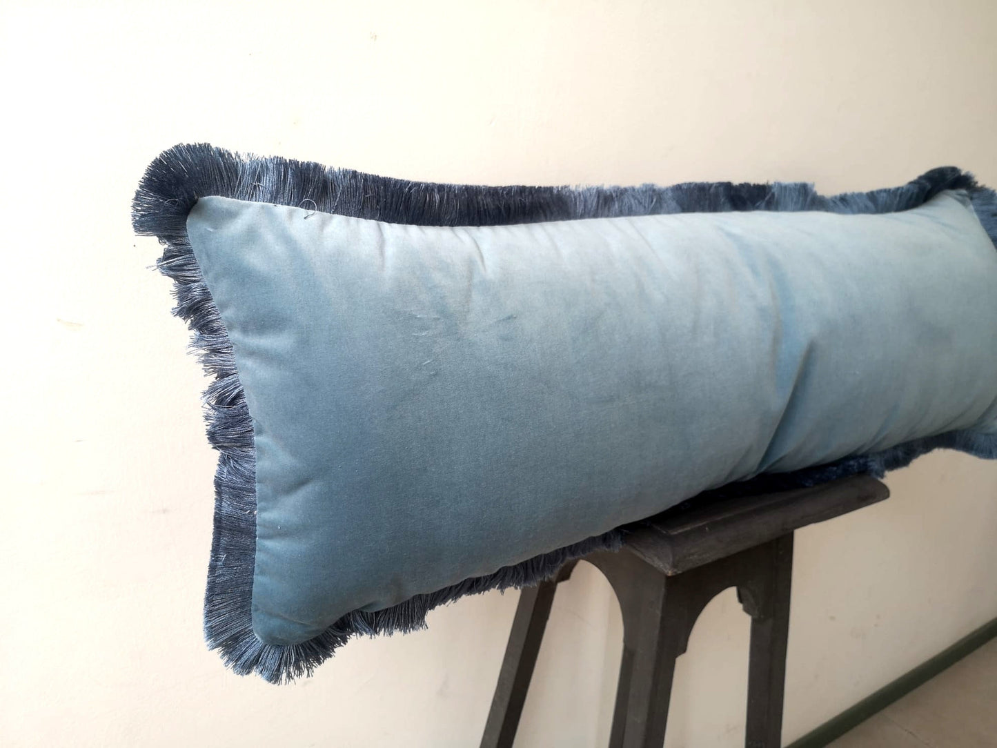 Long Lumbar - Blue Velvet Throw Cushion - Body Pillow