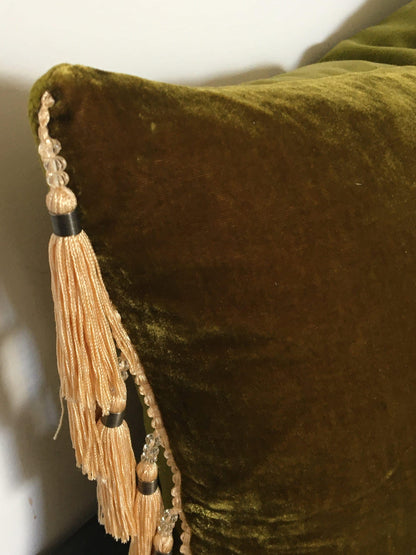 Silk Velvet Tassel Pillow Cover, Jewel Tone Throw Cushion, Luxurious Home Decor