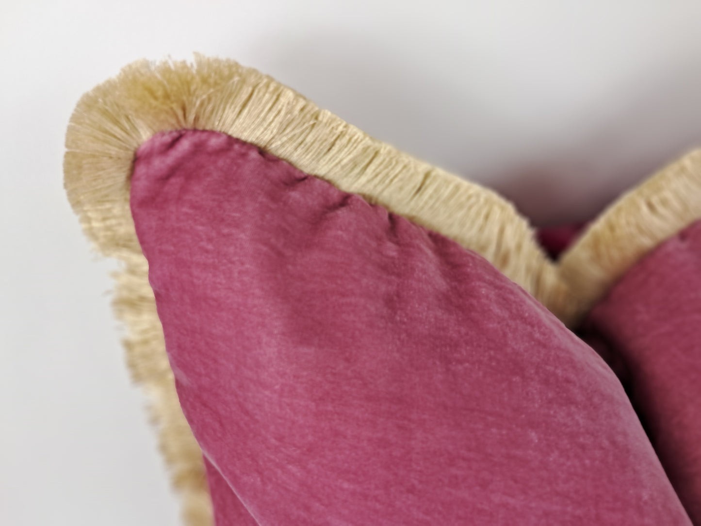 Pink Velvet Pillow - Pink Velvet Cushion With Fringe - Luxury Pillow
