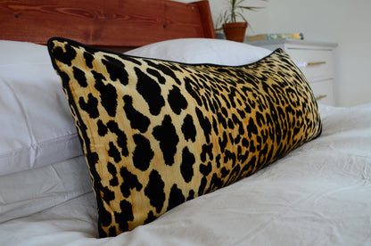 Leopard Velvet Lumbar Pillow – Cheetah Print Pillow - Designer Pillow - Animal Print Cushion