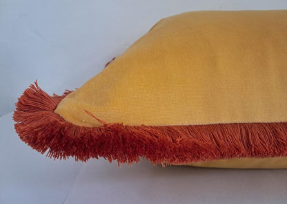 Buttercup Velvet Throw Pillow - Yellow and Orange Cushion - Nursery Decor
