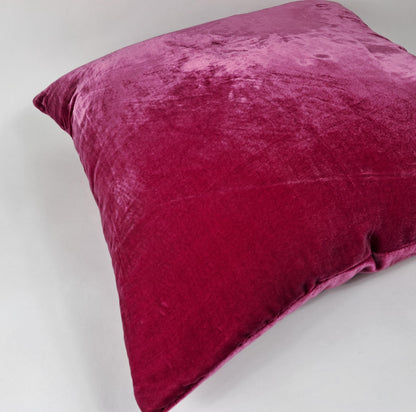 Cerise Silk Velvet Throw Pillow Covers - Silk Fabric Cushion - Pink Home Decor