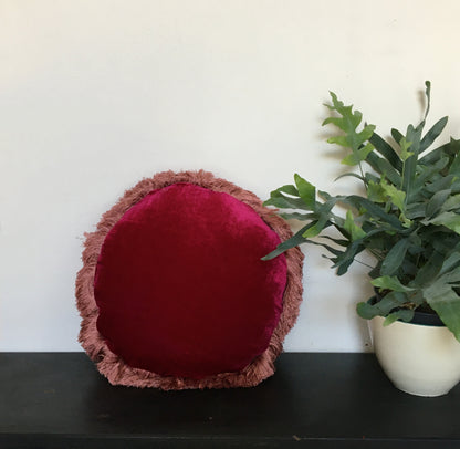 round velvet pillow // pink silk velvet pillow // silk velvet cushion