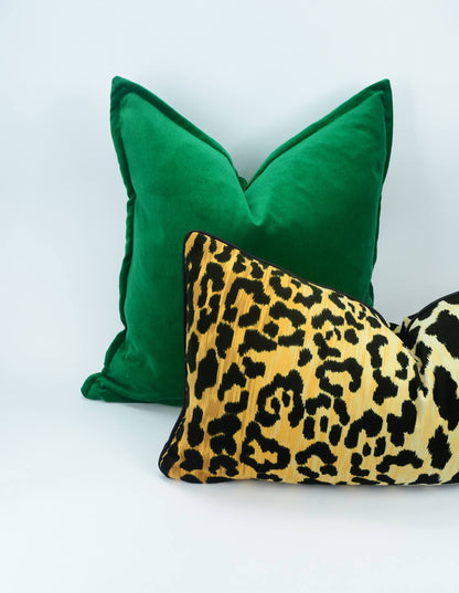 Leopard Velvet Lumbar Pillow – Cheetah Print Pillow - Designer Pillow - Animal Print Cushion