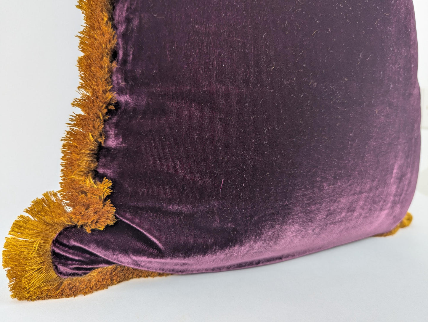 Burgundy Silk Velvet Throw Pillow Covers - Fringe Cushion Cover - Royal Home Decor