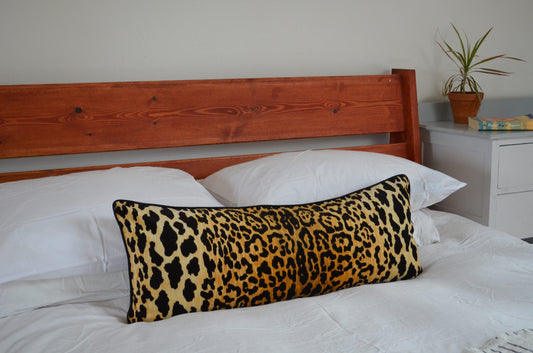 Leopard Velvet Lumbar Pillow – Cheetah Print Pillow - Designer Pillow - Animal Print Cushion