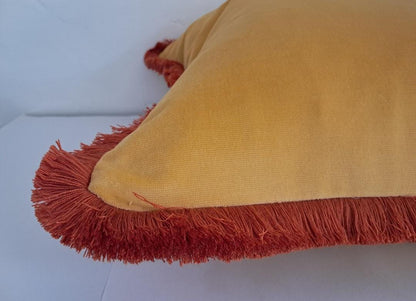 Buttercup Velvet Throw Pillow - Yellow and Orange Cushion - Nursery Decor