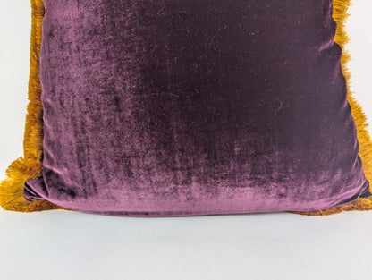 Burgundy Silk Velvet Throw Pillow Covers - Fringe Cushion Cover - Royal Home Decor