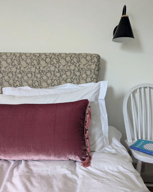 Berry Silk Velvet Pillow Covers - Pink Tassel Cushion - Girls Bedroom Decor