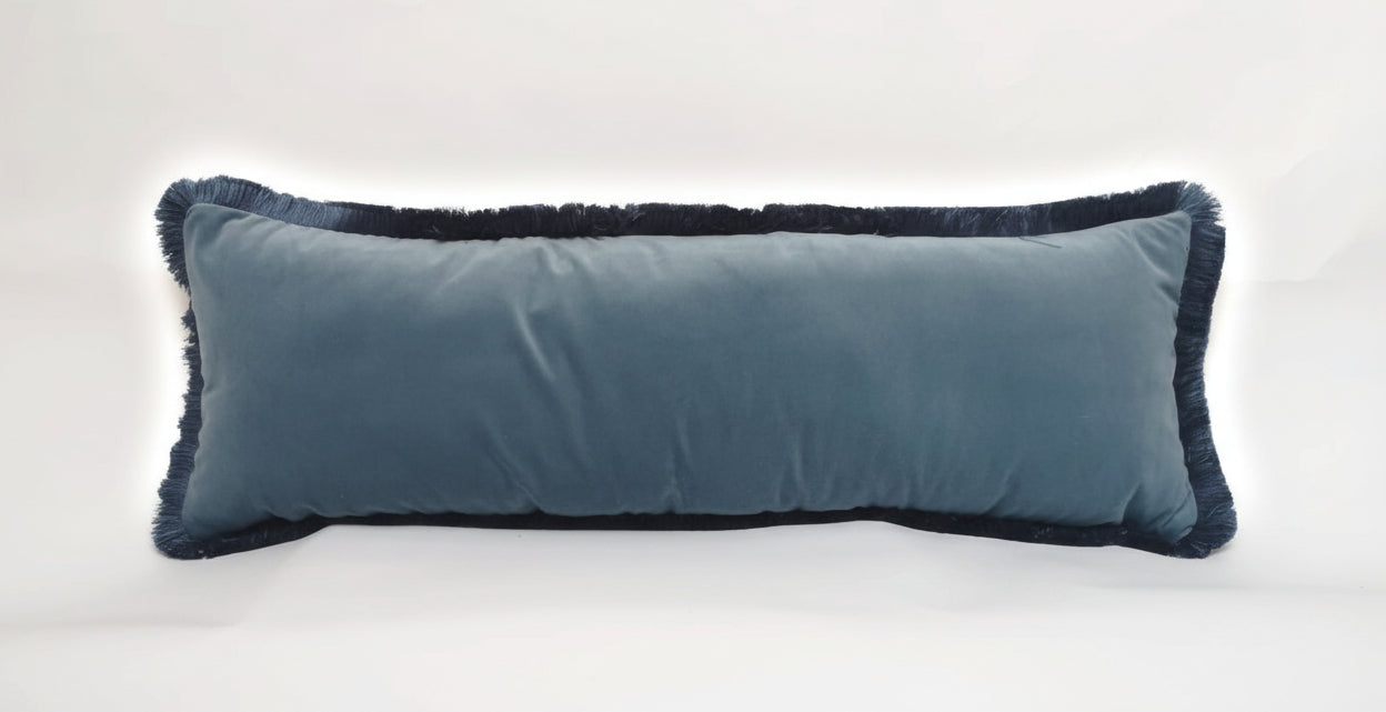 Long Lumbar - Blue Velvet Throw Cushion - Body Pillow