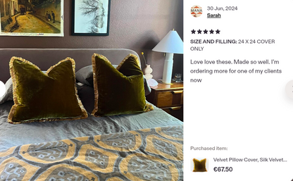 Velvet Fringe Pillow Cover, Silk Velvet Cushion, Chartreuse Green with Gold Trim