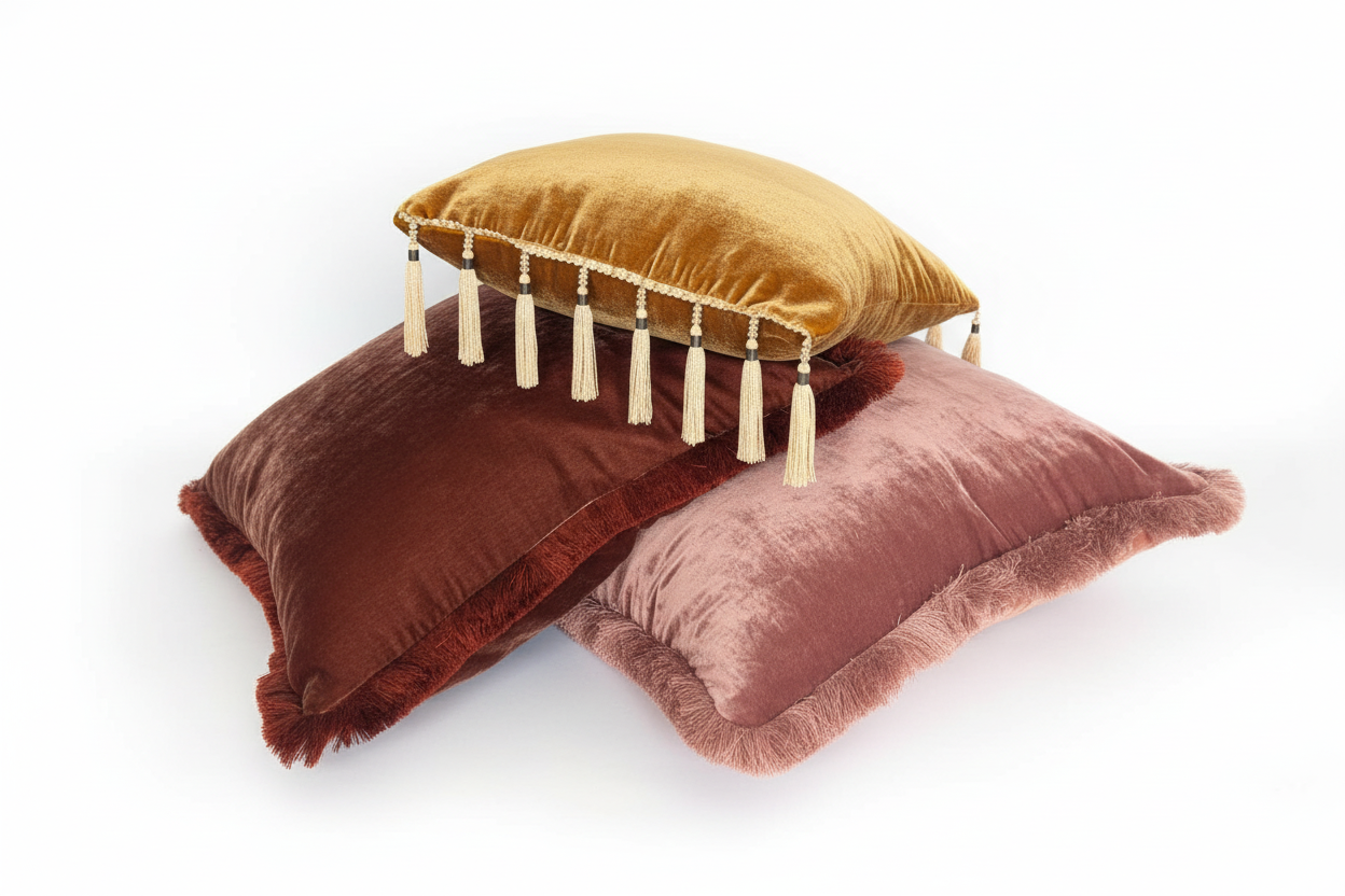 Velvet Pillow Covers, Silk Velvet Cushions, Velvet Tassel Pillows
