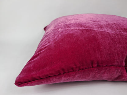 Cerise Silk Velvet Throw Pillow Covers - Silk Fabric Cushion - Pink Home Decor