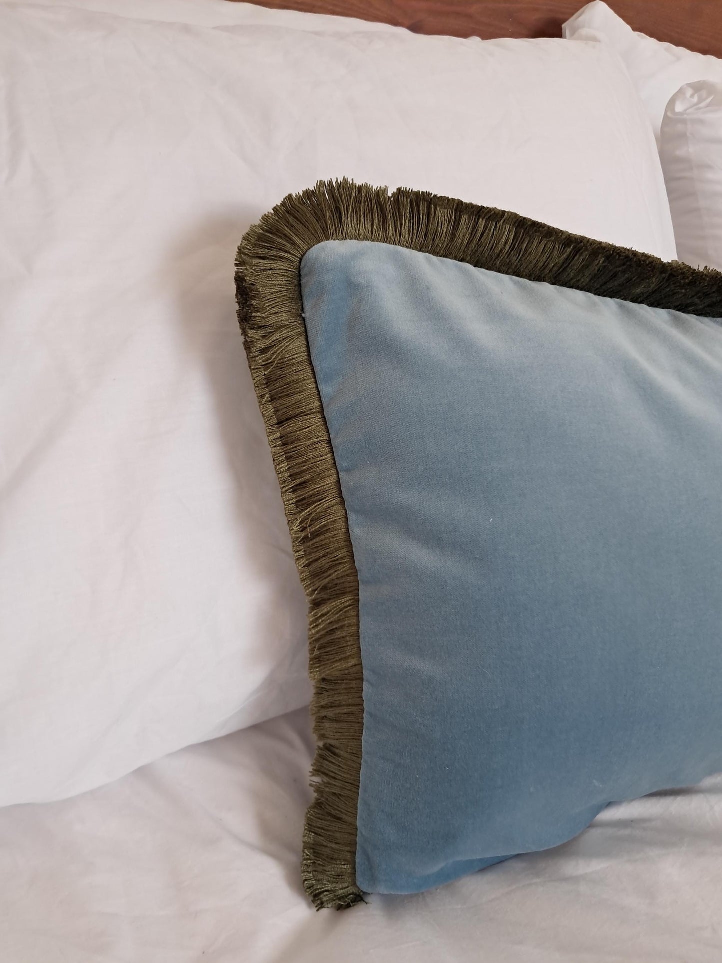 Long Lumbar Velvet Pillow - Blue Velvet Lumbar Cushion - Extra Long Pillow