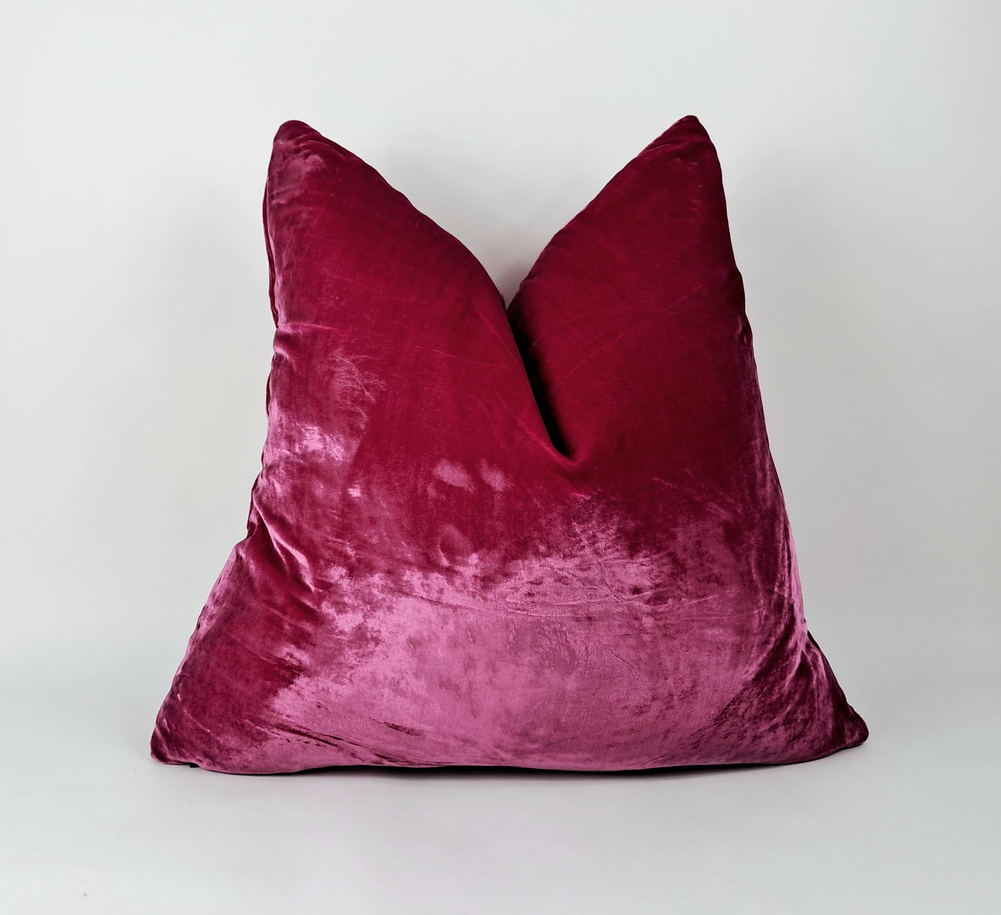 Cerise pink silk velvet pillow cushion