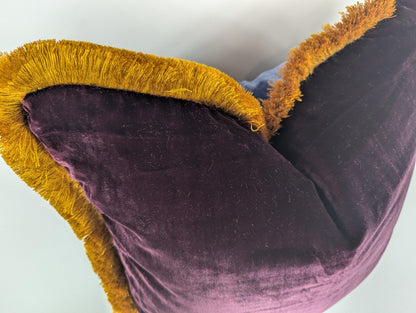 Burgundy Silk Velvet Throw Pillow Covers - Fringe Cushion Cover - Royal Home Decor