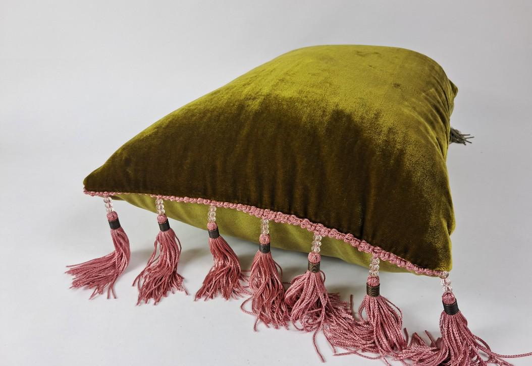 Silk Velvet Tassel Pillow Cover, Jewel Tone Throw Cushion, Luxurious Home Decor