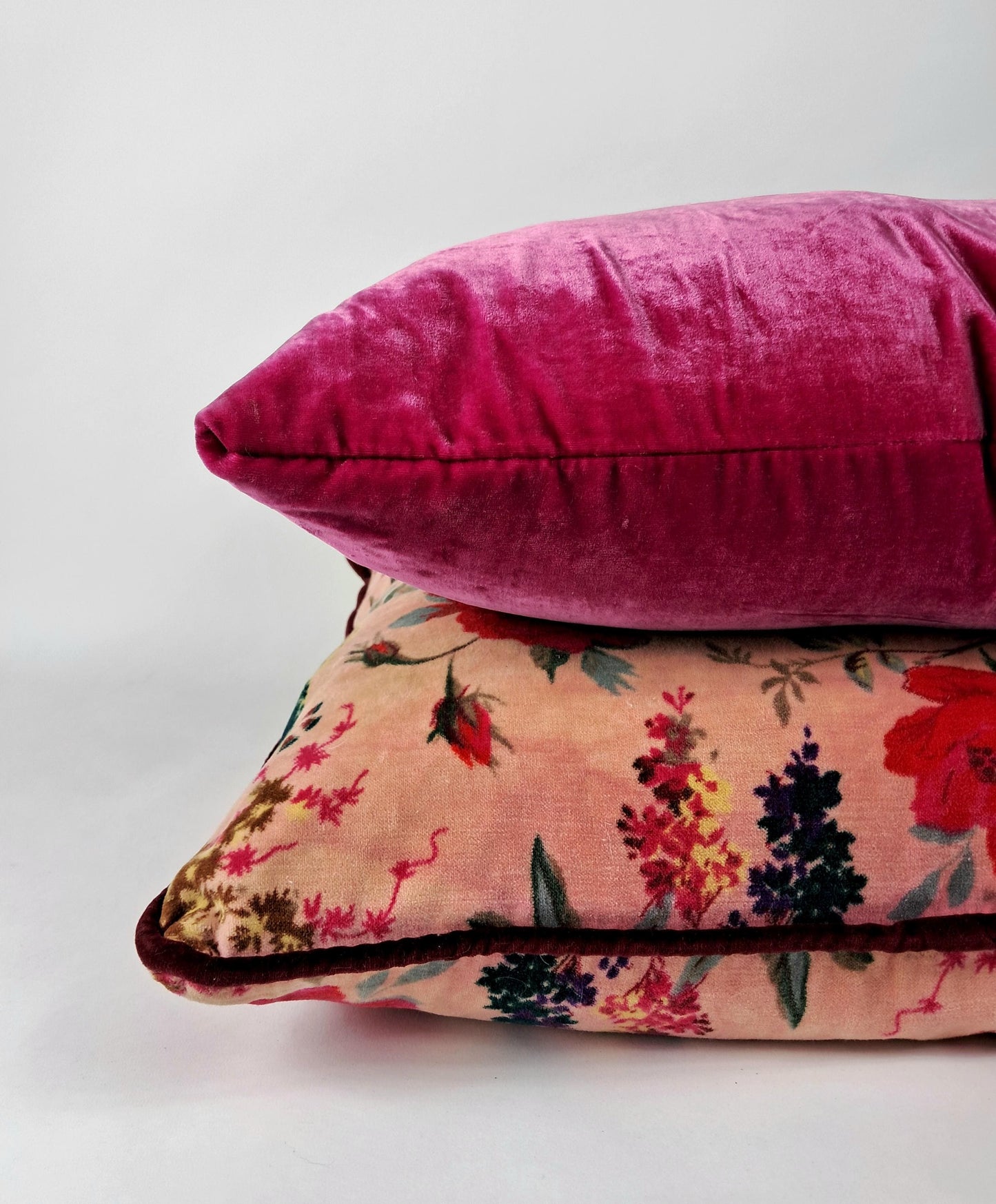 Cerise Silk Velvet Throw Pillow Covers - Silk Fabric Cushion - Pink Home Decor