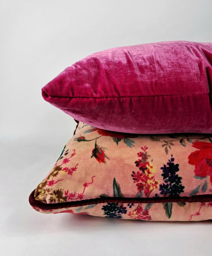 Cerise Silk Velvet Throw Pillow Covers - Silk Fabric Cushion - Pink Home Decor