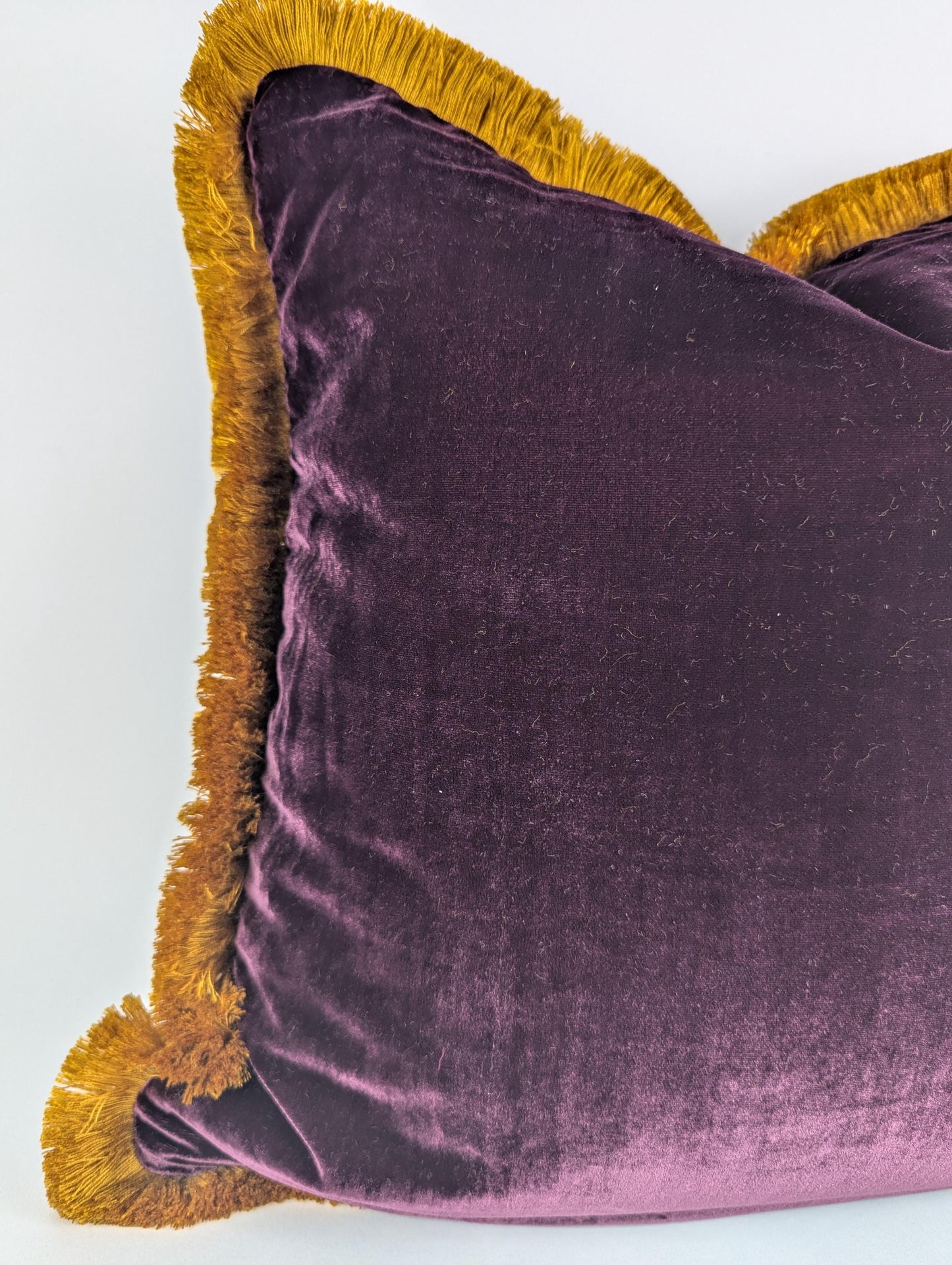Burgundy Silk Velvet Throw Pillow Covers - Fringe Cushion Cover - Royal Home Decor
