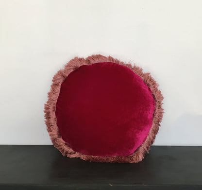 round velvet pillow // pink silk velvet pillow // silk velvet cushion