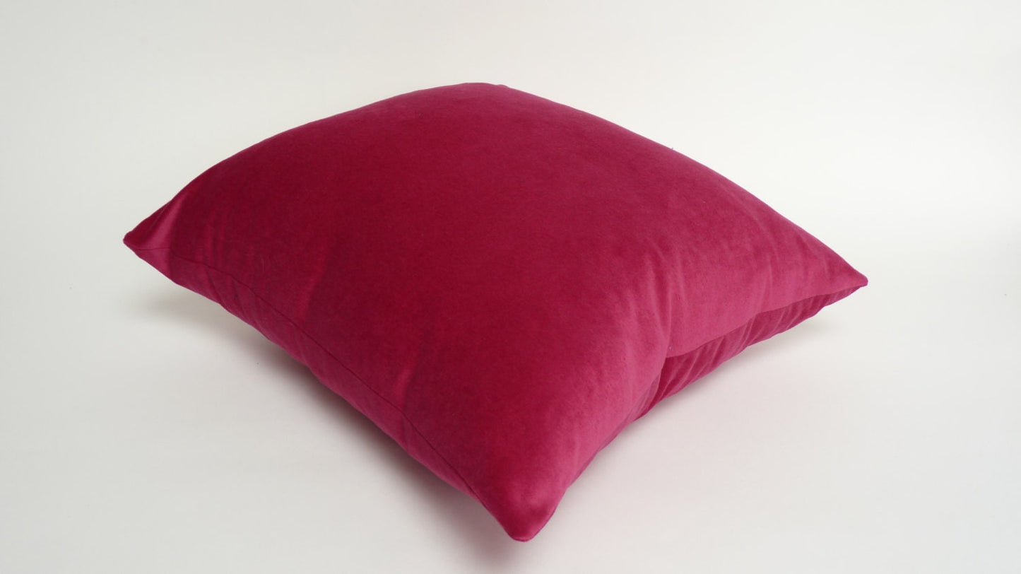 Raspberry Velvet Pillow - Pink Velvet Cushion with Concealed Zipper, Luxury Throw