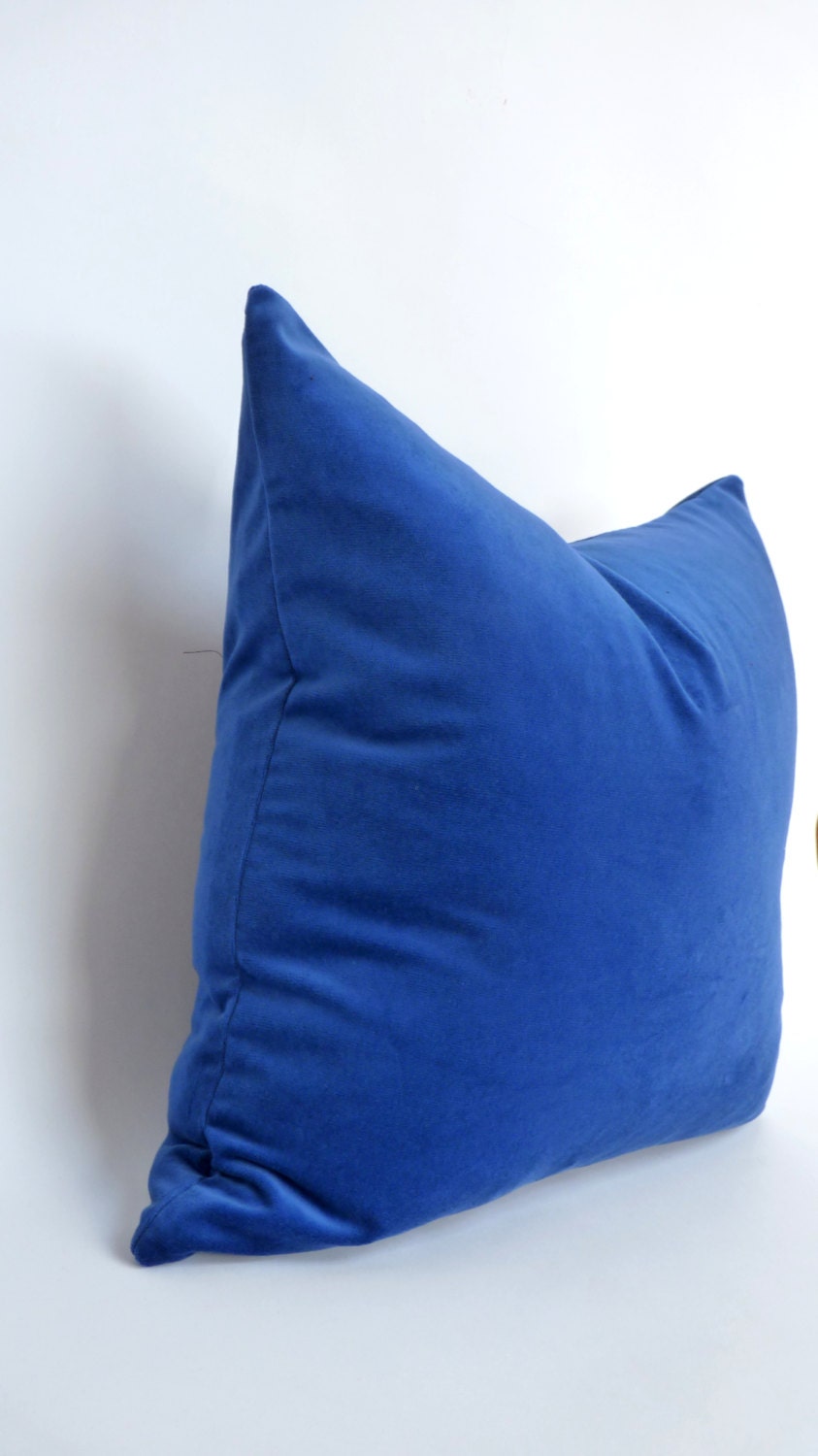 Royal Blue Velvet Pillow - Luxury Blue Velvet Cushion Cover With Concealed Zipper