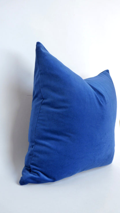 Royal Blue Velvet Pillow - Luxury Blue Velvet Cushion Cover With Concealed Zipper