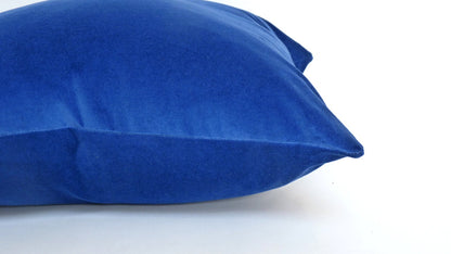 Royal Blue Velvet Pillow - Luxury Blue Velvet Cushion Cover With Concealed Zipper