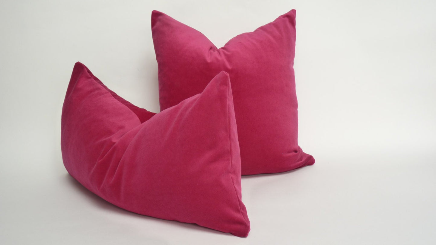 Raspberry Velvet Pillow - Pink Velvet Cushion with Concealed Zipper, Luxury Throw