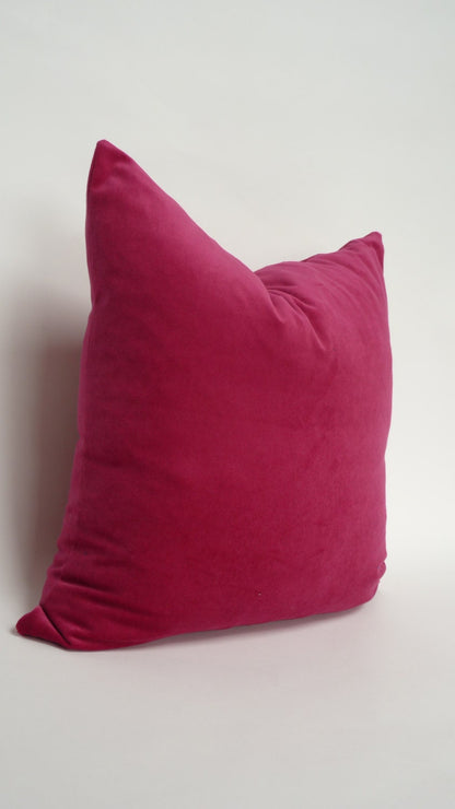 Raspberry Velvet Pillow - Pink Velvet Cushion with Concealed Zipper, Luxury Throw