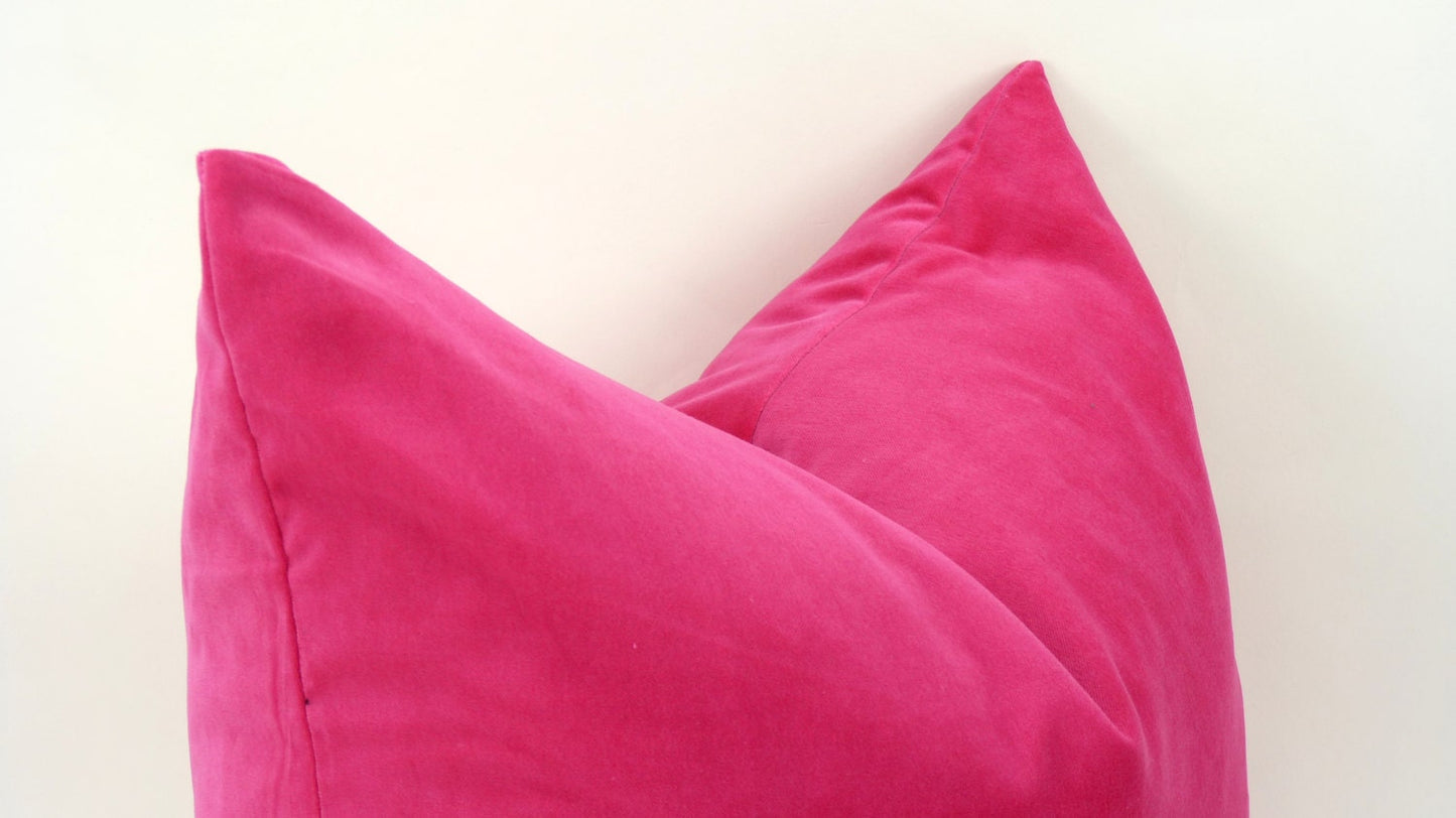 cerise pink velvet pillow case // hot pink velvet cushion cover // bright pink velvet pillow cover