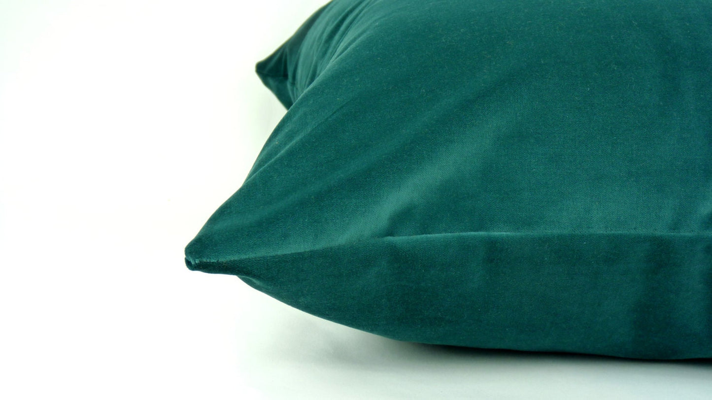 Teal Velvet Pillow - Green Teal Cushion With Cotton Velvet Cover, ed