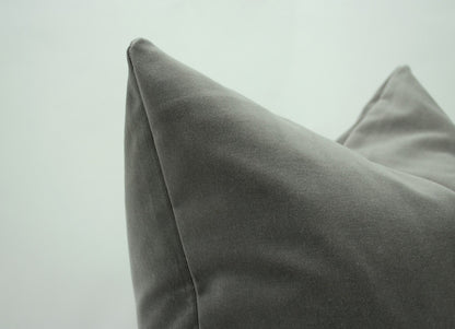 Grey Velvet Pillow | Stone Grey Velvet Cushion Cover With  - Luxury Soft Cotton
