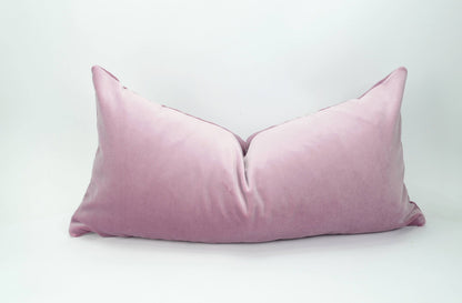 Velvet Pillow Cover - Vintage Rose Pink Lumbar Cushion With Hidden