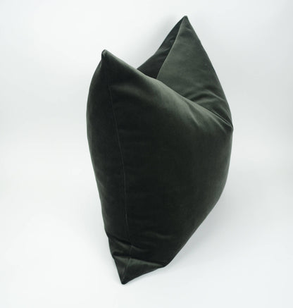 Charcoal Grey Velvet Pillow - Luxury Cotton Cushion Cover