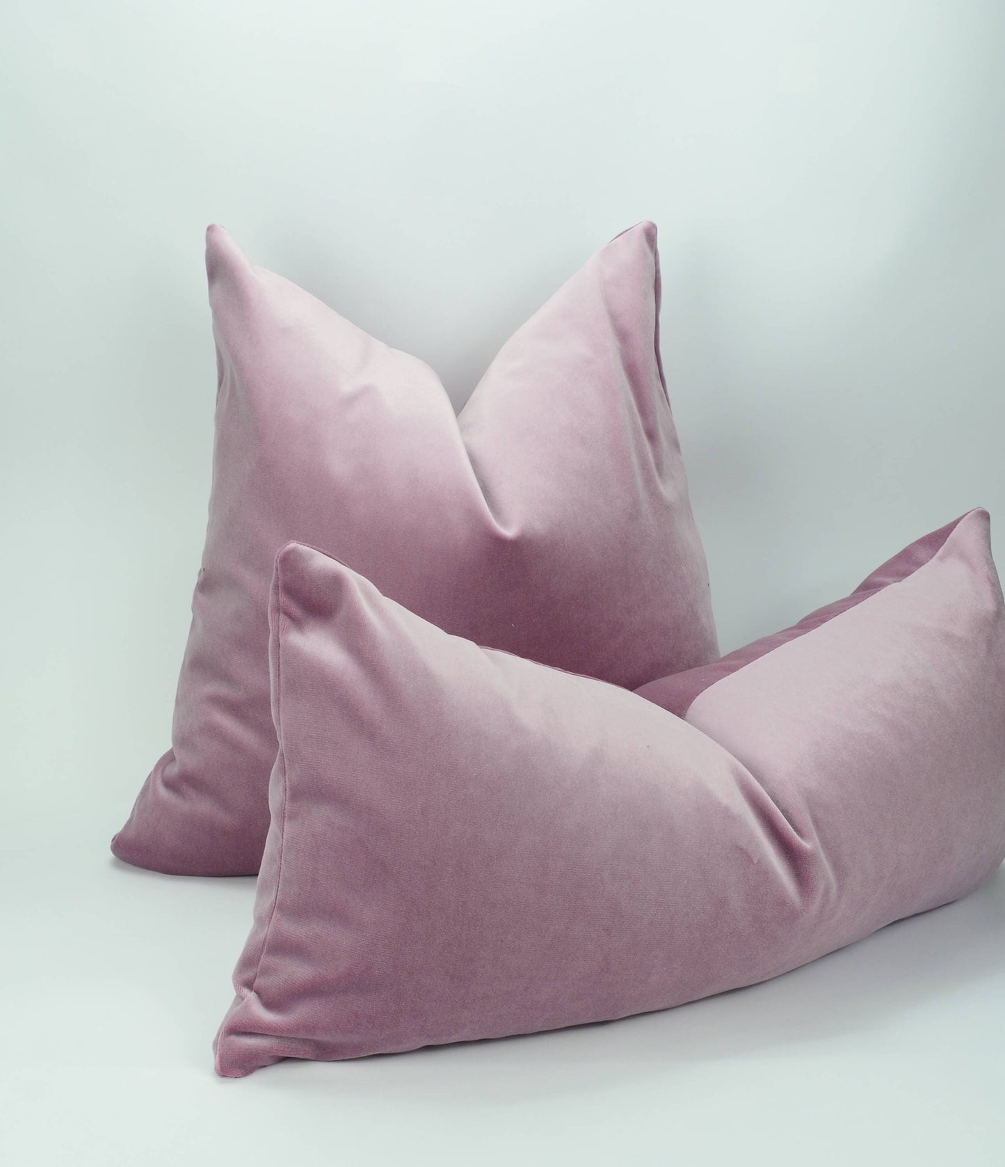 Velvet Pillow Cover - Vintage Rose Pink Lumbar Cushion With Hidden
