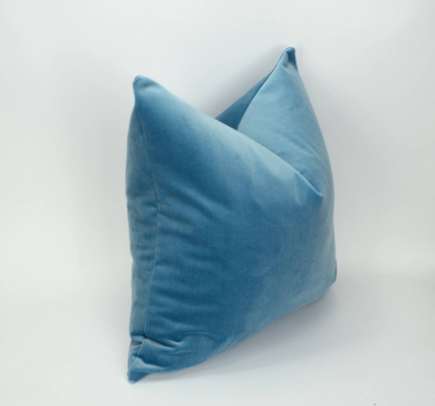 Blue Velvet Pillow - Cornflower Blue Cushion With Heavy Weight Cotton Velvet