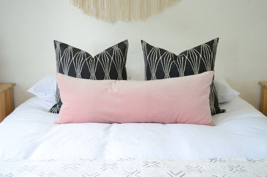 Blush Velvet Pillow Cover - Long Lumbar Decorative Velvet Cushion Cover