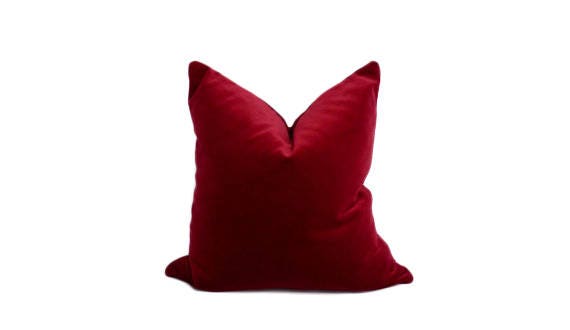 Red Velvet Pillow – Luxury Velvet Cushion Cover, Deep Red Throw Pillow Case