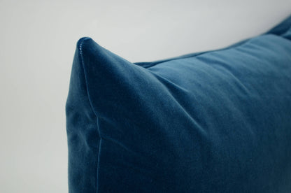 long lumbar blue velvet pillow, slate blue velvet pillow // blue velvet cushion // dark blue velvet pillow