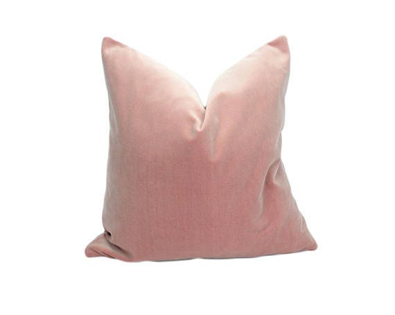 Dusty Pink Velvet Pillow – Luxury Soft Cushion Cover with Hidden Zipper