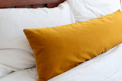 Long Lumbar Pillow - Mustard Velvet Cushion | Soft Decorative Throw Pillow