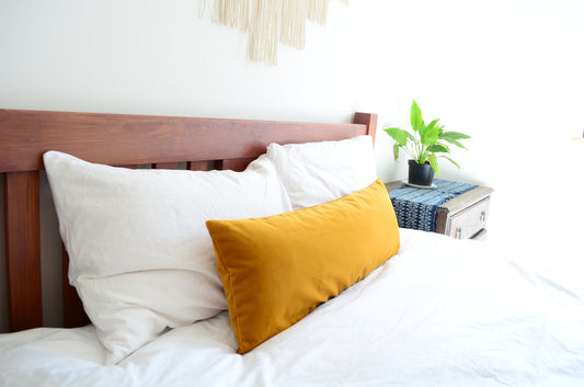 Long Lumbar Pillow - Mustard Velvet Cushion | Soft Decorative Throw Pillow