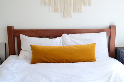 Long Lumbar Pillow - Mustard Velvet Cushion | Soft Decorative Throw Pillow